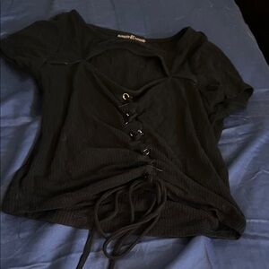 Black Lace-Up Women's Top